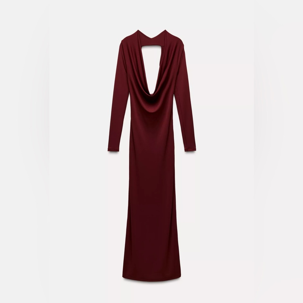 Zara Deep Red Long Sleeve Dress